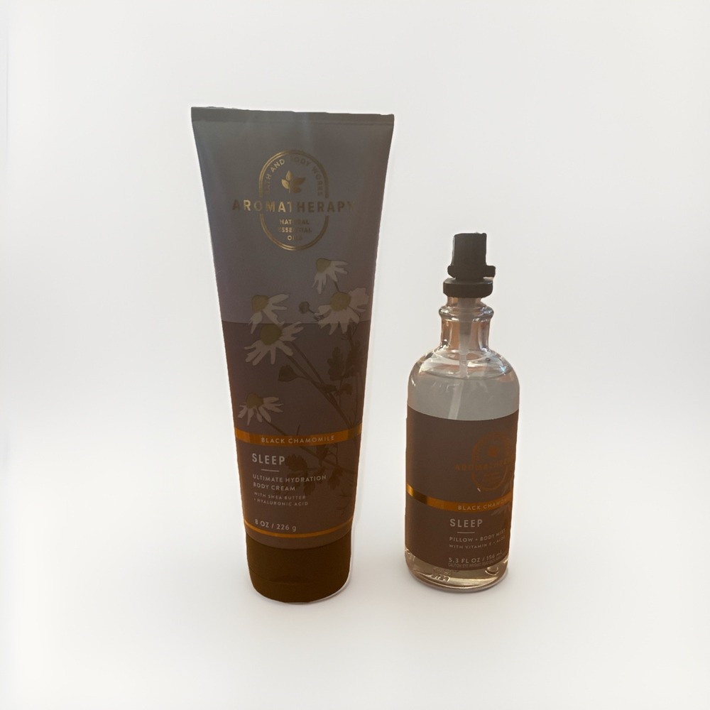 Bath & Body Works Aromatherapy Sleep Body Cream Black Chamomile And Pillow Mist
